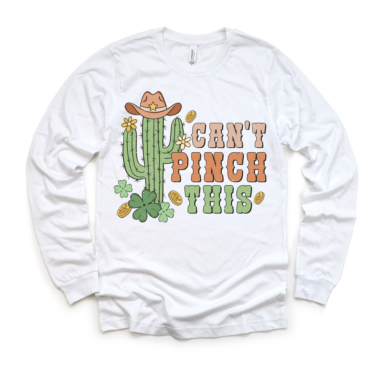 Western St. Patrick's Day design on a long sleeve shirt.