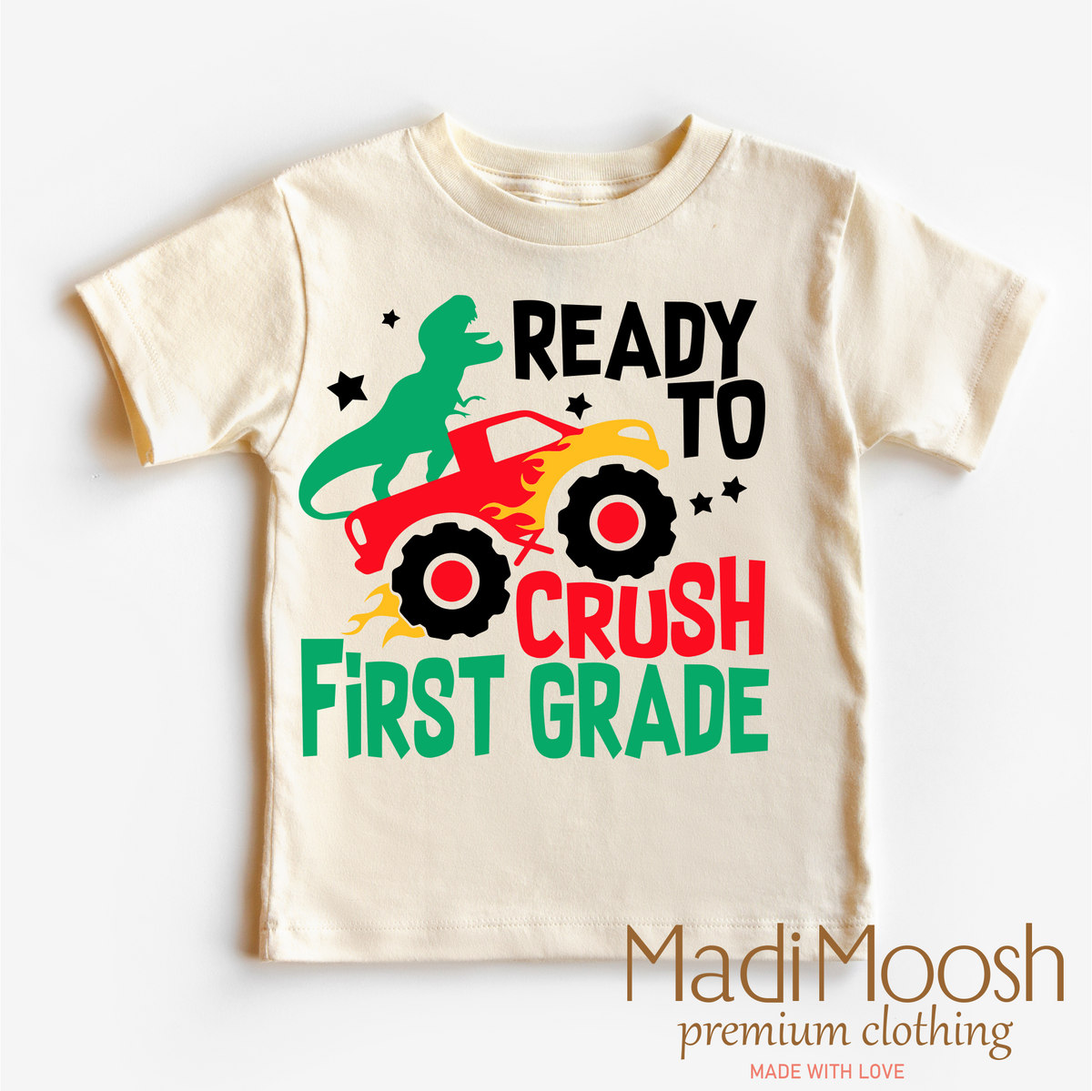 I'm Ready To Crush 1st Grade Dinosaur Monster Truck, Back To School graphic T-shirt by Madi Moosh