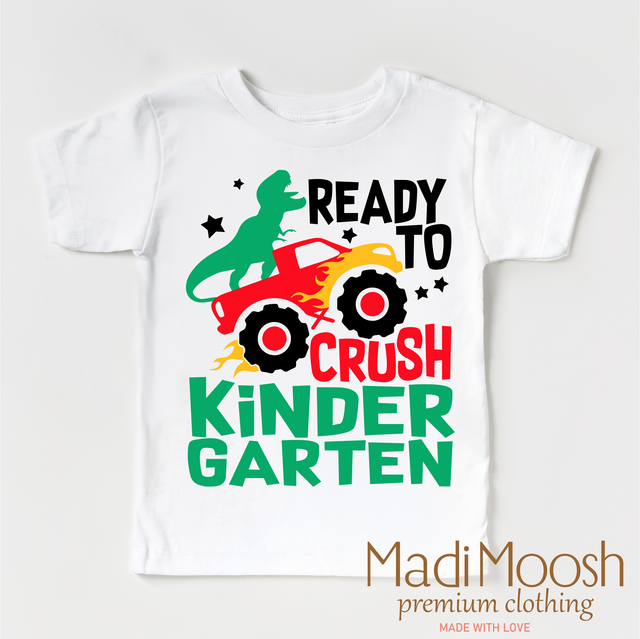I'm Ready To Crush Kindergarten Dinosaur Monster Truck Shirt - Back To School Tee