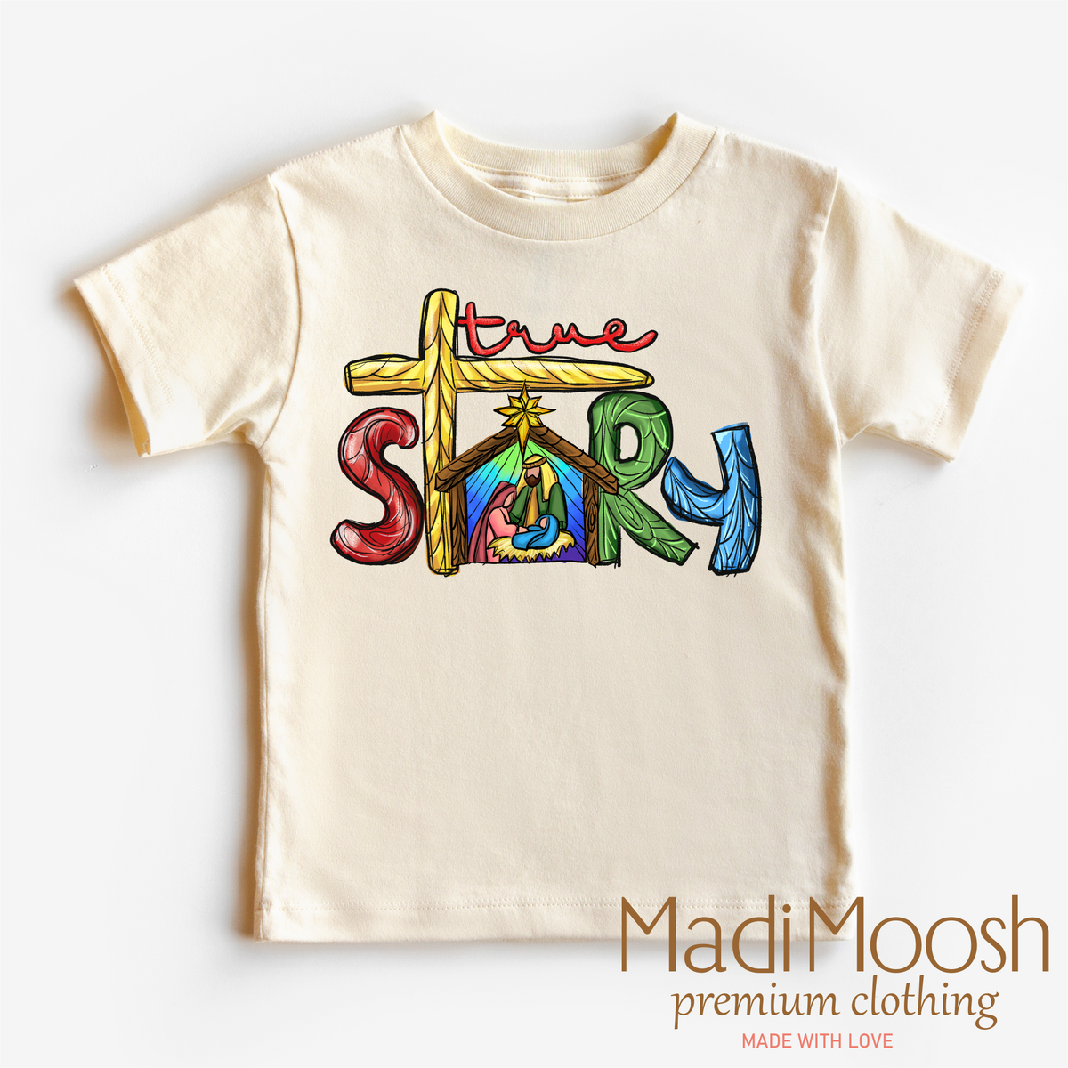 True Story Christian, Christmas graphic T-shirt by Madi Moosh