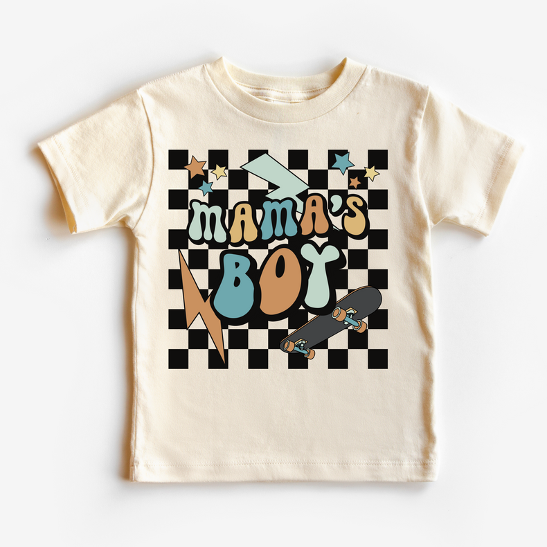 Mama's Boy Checkered Skater – Kids graphic T-shirt by Madi Moosh