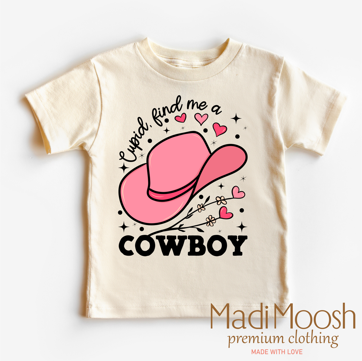 Cupid Find Me A Cowboy Valentine's graphic T-shirt by Madi Moosh