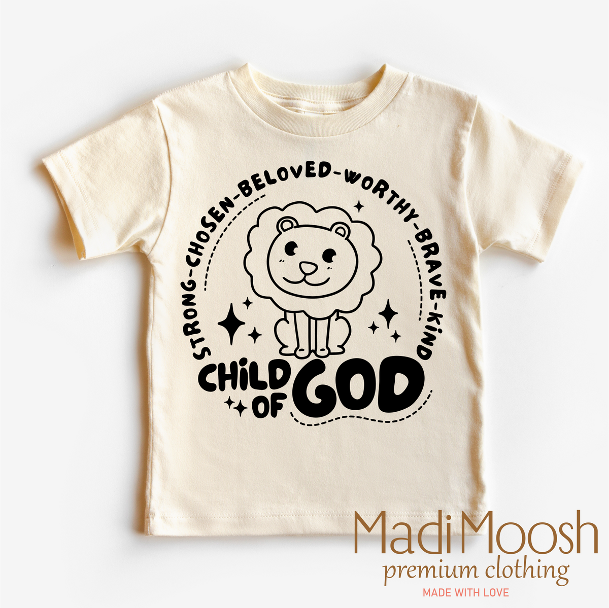 Child Of God, Christian graphic T-shirt by Madi Moosh