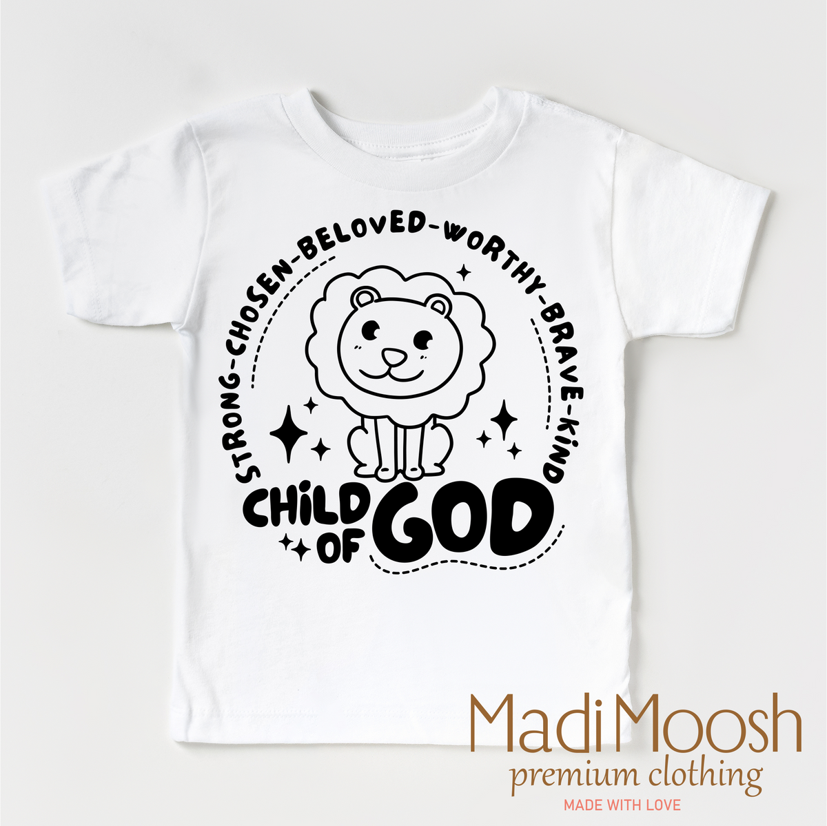 Child Of God design on a white garment.
