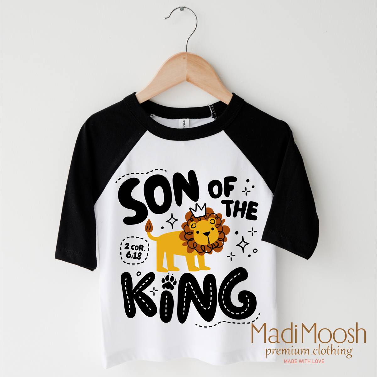 Son Of The King design on a black-accented shirt.