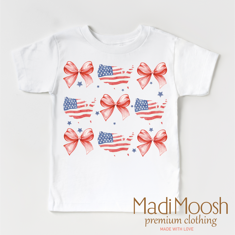 America and Bows Shirt - July 4th - American Girl - Madi Moosh Boutique
