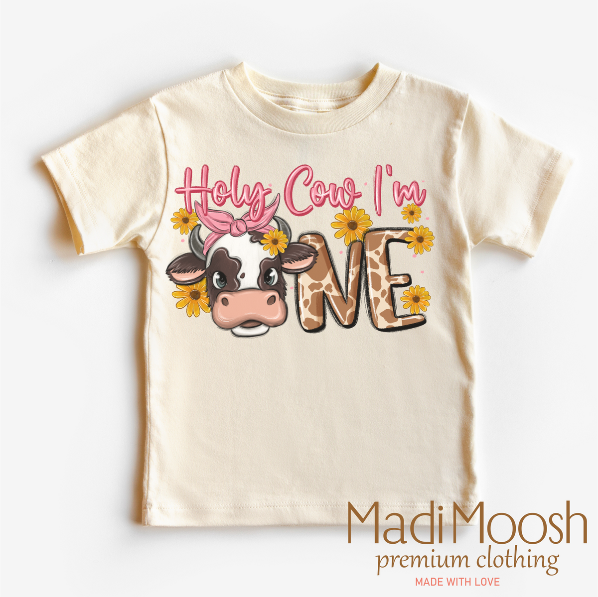 Holy Cow I'm One Birthday Girl Shirt - Cow Birthday Shirt - Madi Moosh Boutique