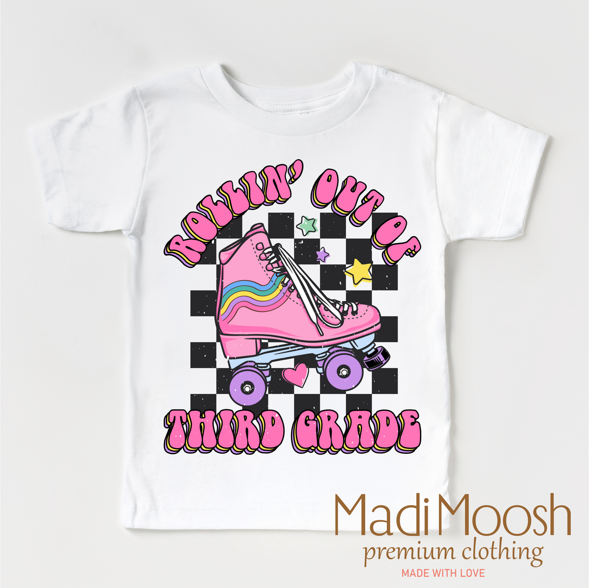 Rollin' Out Of 3rd Grade Last Day Of School graphic T-shirt by Madi Moosh