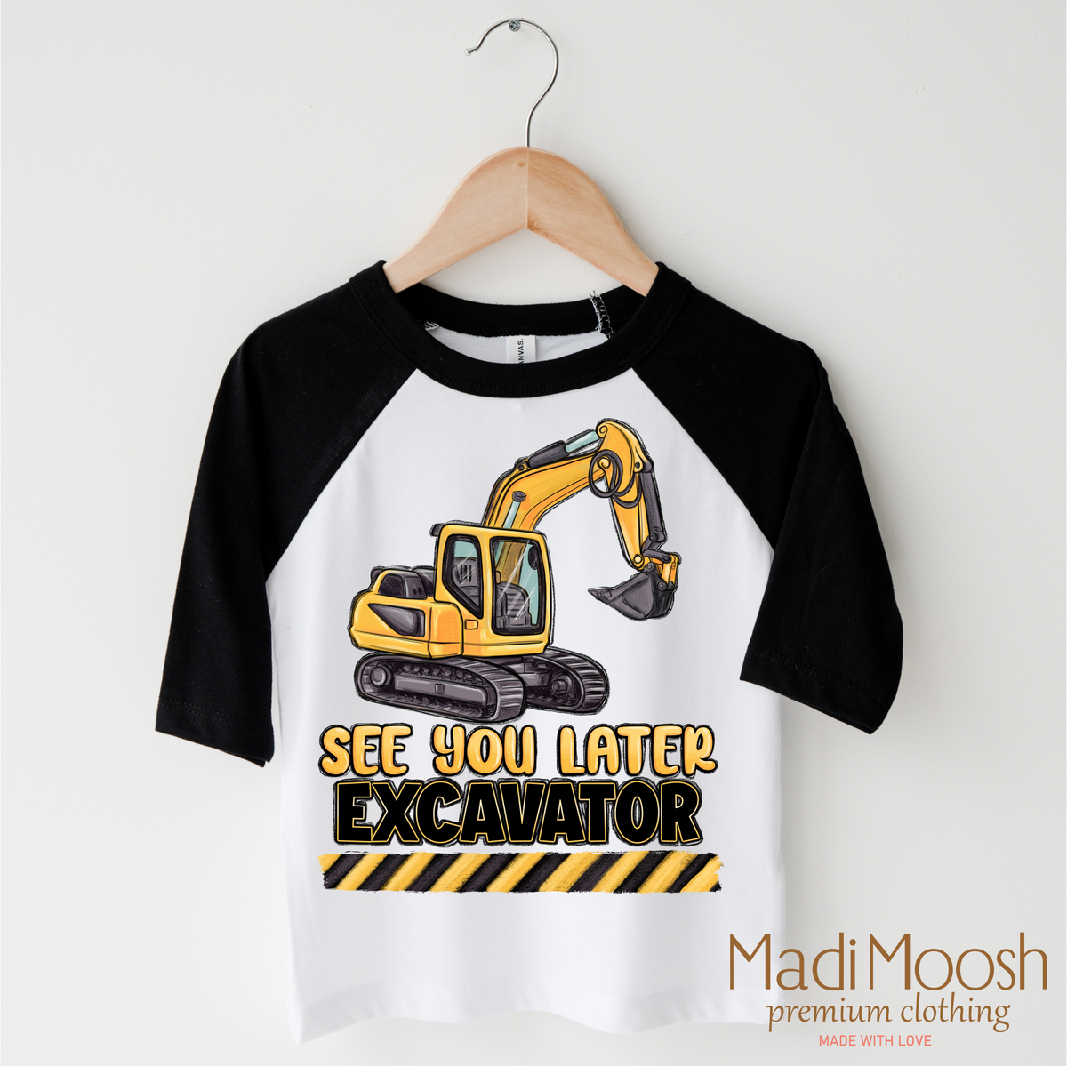 See You Later Excavator Construction design on a black-accented shirt.