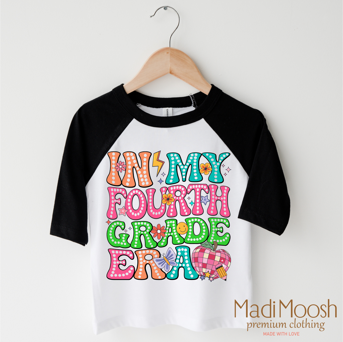 In My 4th Grade Era Back To School design on a black-accented shirt.