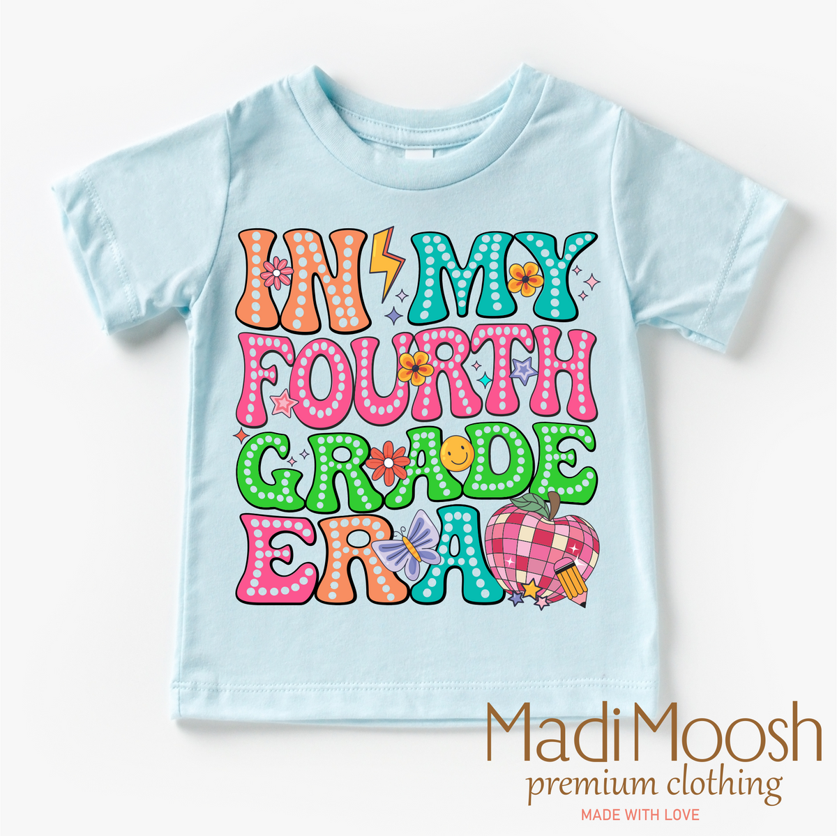 In My 4th Grade Era Back To School design on a blue garment.