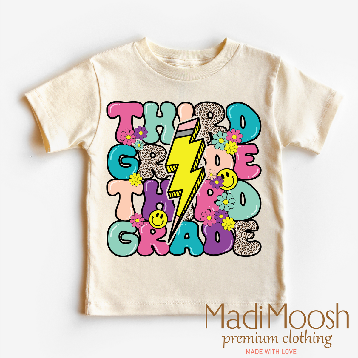 Third Grade Lightning Bolt Back To School graphic T-shirt by Madi Moosh