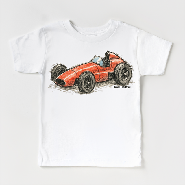 Vintage Racecar T-Shirt - Sketch Art Tee