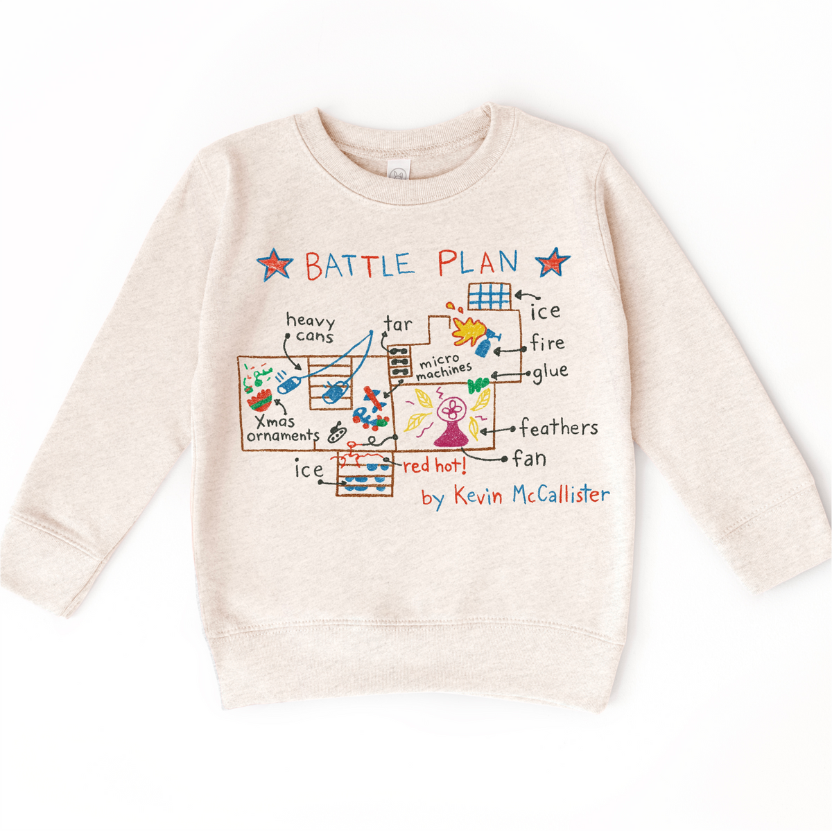 Kevin McCallister's Battle Plan Christmas on natural kids sweatshirt