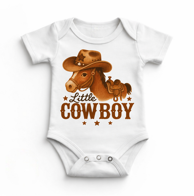 Little Cowboy Western Baby Bodysuit - Rodeo Horse Bodysuit