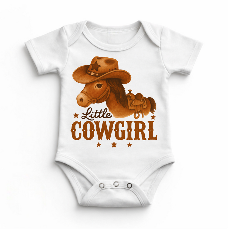 Little Cowgirl Western Baby Bodysuit - Rodeo Horse Bodysuit