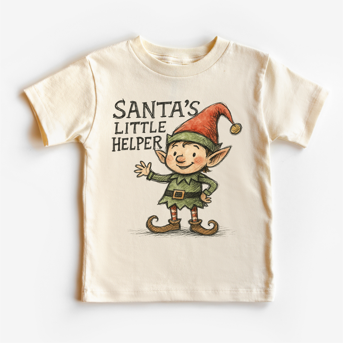 Santa's Little Helper Elf Natural kids tee