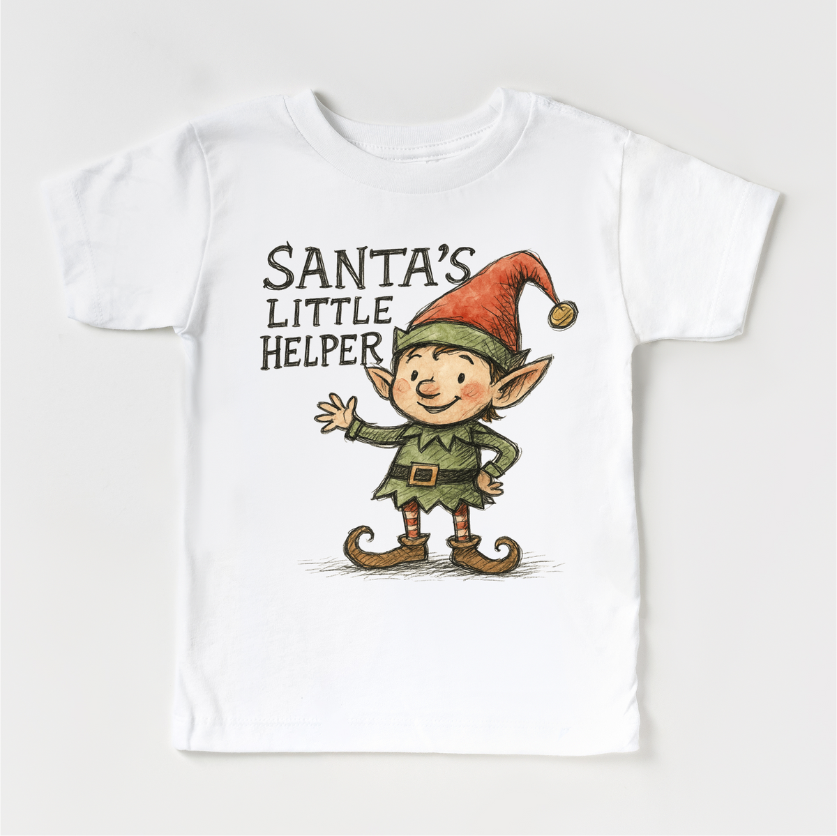 Santa's Little Helper Elf White kids tee