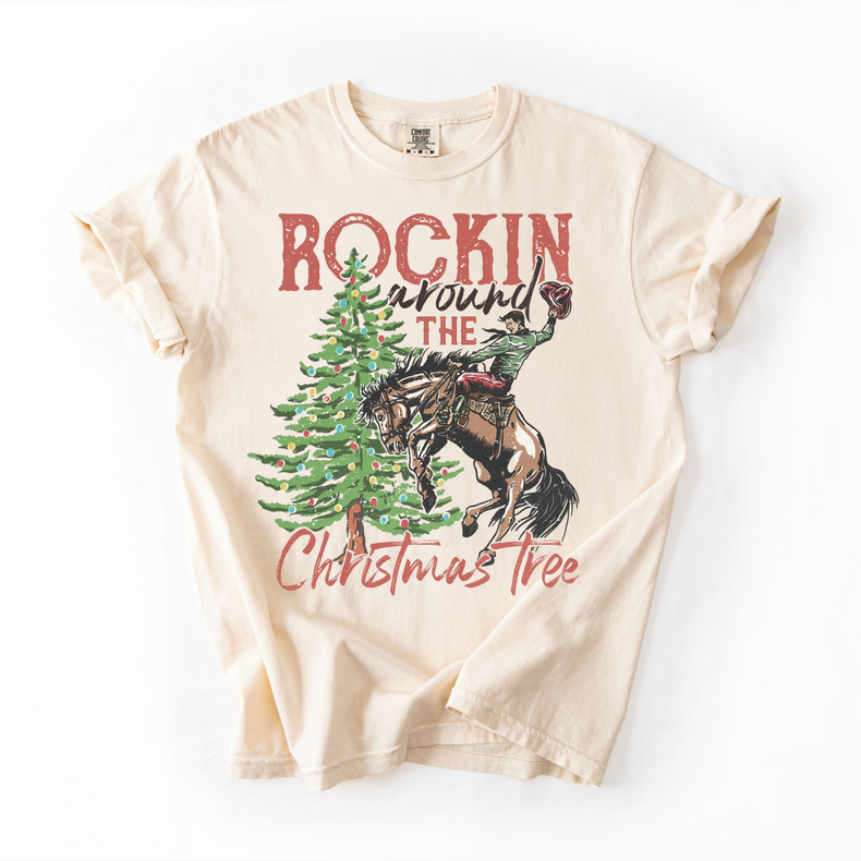 Rockin Around The Christmas Tree Unisex T-Shirt - Printed On Comfort Colors