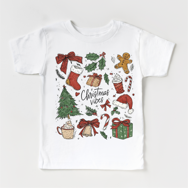 Christmas Vibes Boho T-Shirt - Kids Christmas Tee
