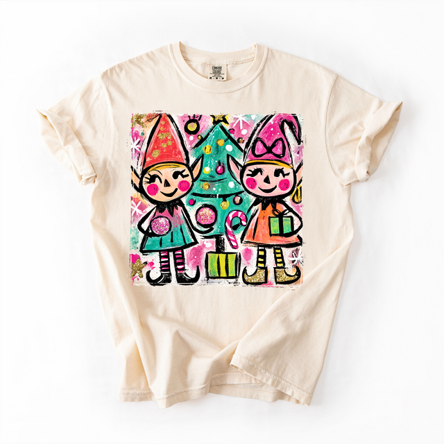 Preppy Christmas Elf Holiday Cheer Unisex T-Shirt - Printed On Comfort Colors