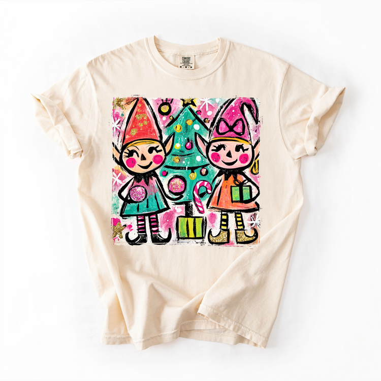 Preppy Christmas Elf Holiday Cheer Unisex T-Shirt - Printed On Comfort Colors