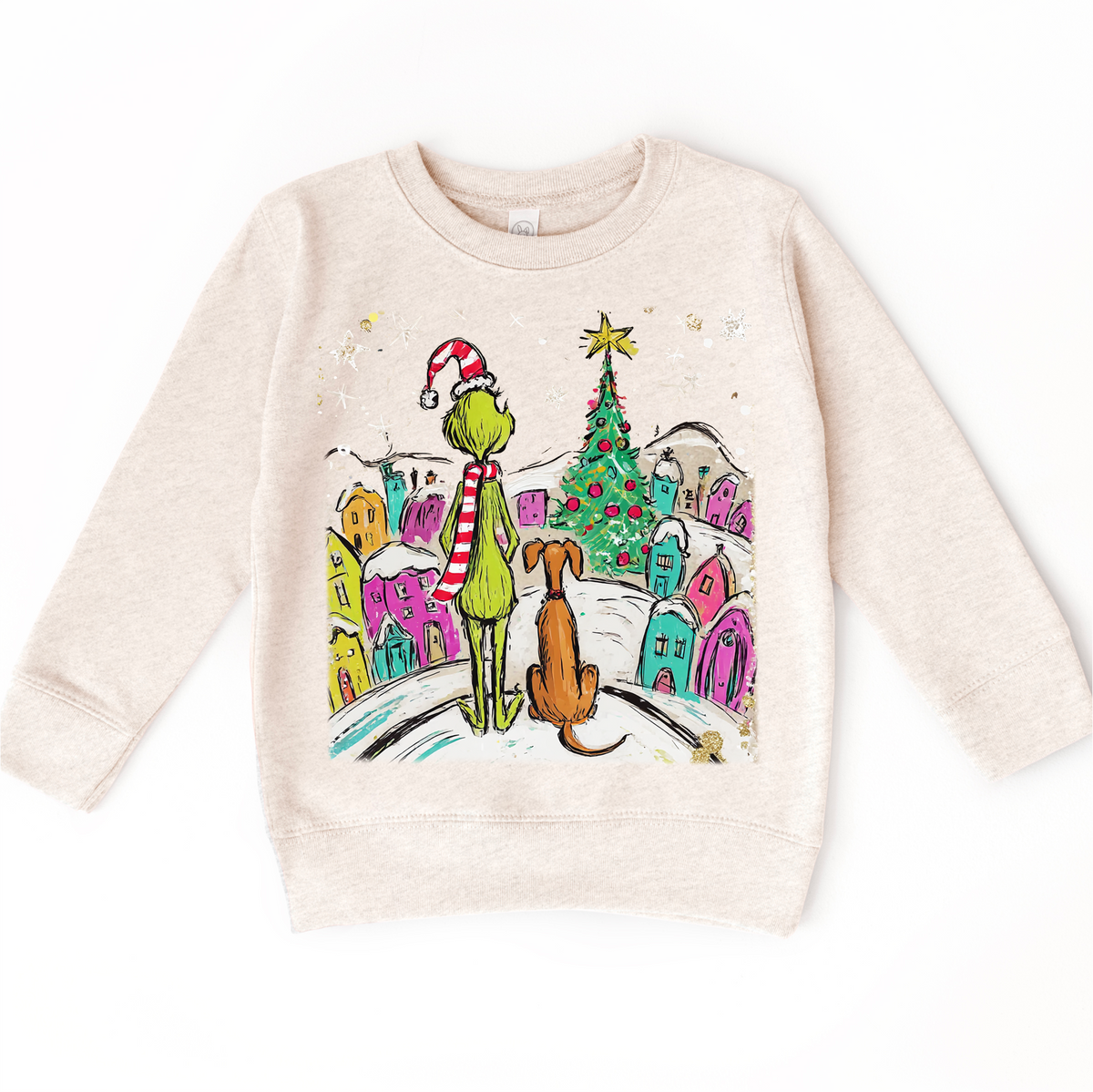 Grinchmas Christmas natural kids sweatshirt