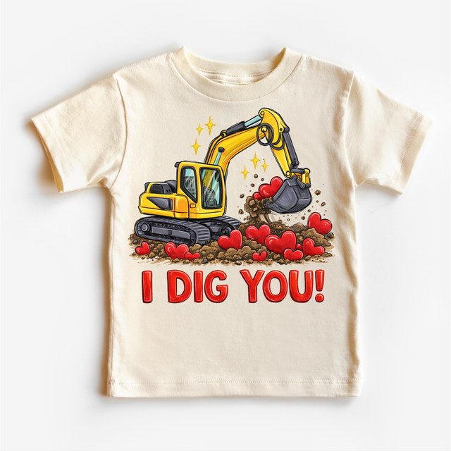 I Dig You Excavator Valeintine's Day Shirt - Boys Construction Valeintine Tee