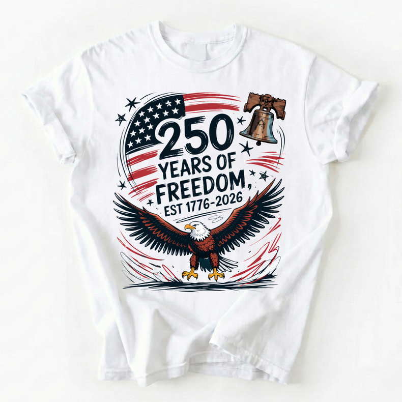 250 Years Of Freedom 4th Of July Unisex T-Shirt - Independence Day 2026 1776 Comfort Colors