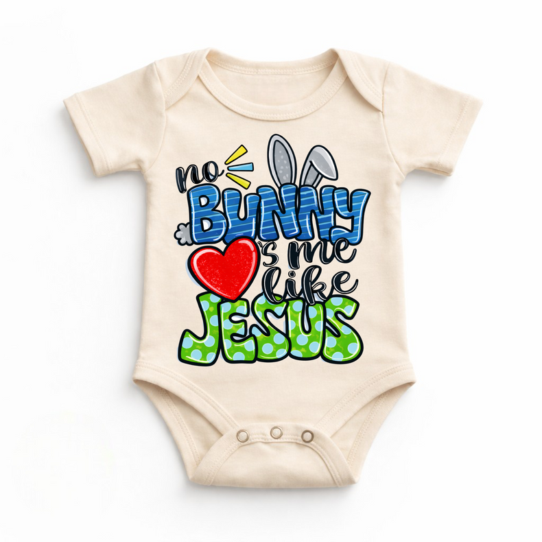 No Bunny Loves Me Like Jesus Easter Baby Bodysuit - Christian Bodysuit