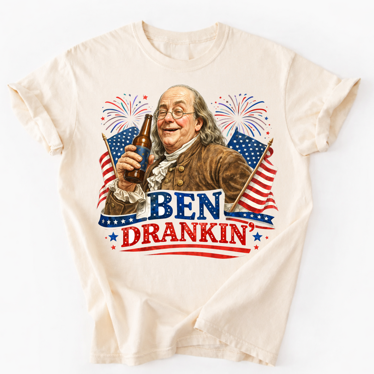 Ben Drankin Adult 4th Of July Unisex T-Shirt - Independence Day Tee Printed On Comfort Colors