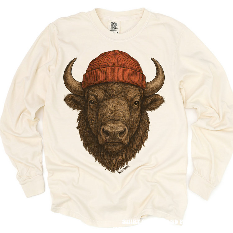 Brown Bear With Beanie Shirt - Printed On Comfort Colors