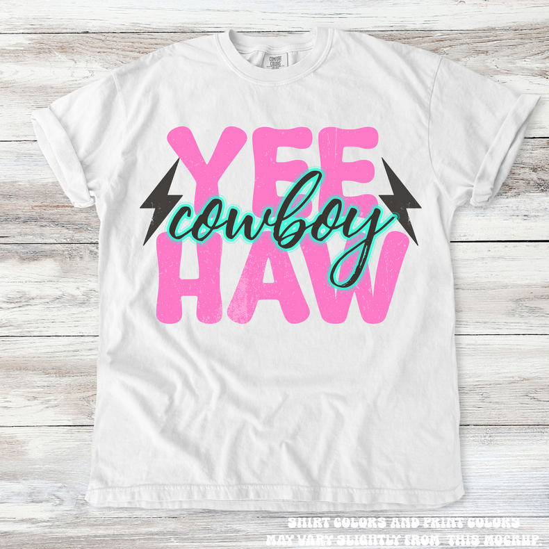 Yee Haw Cowboy Western Tee - Printed On Comfort Colors