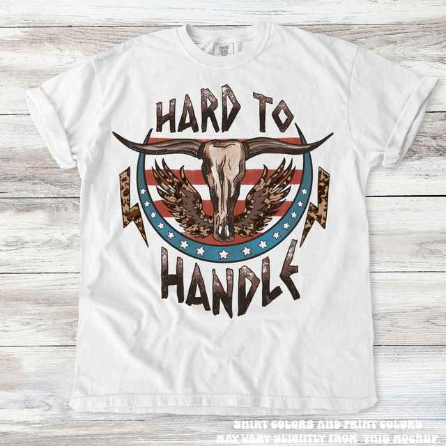 Hard To Handle Bull Skull Western Tee - Printed On Comfort Colors - Madi Moosh Boutique