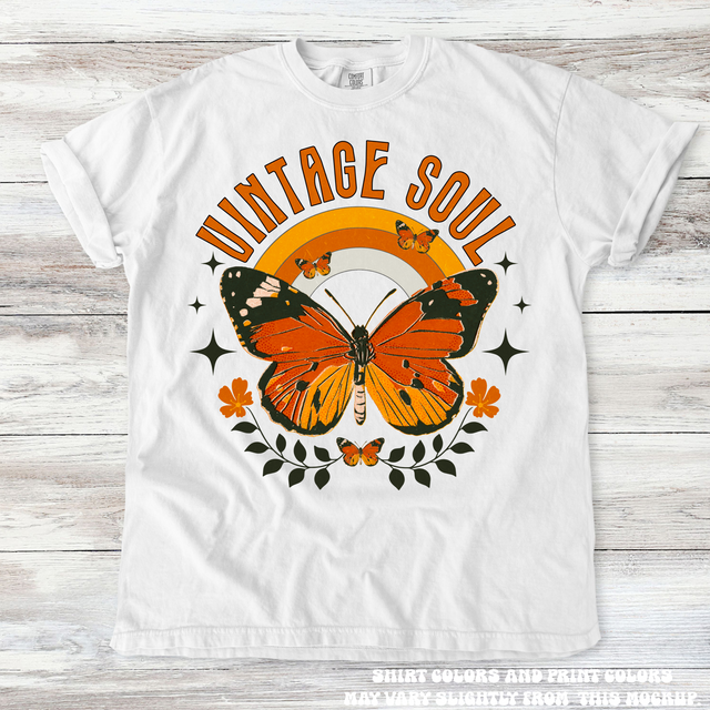 Retro Vintage Soul Boho Butterfly Tee - Printed On Comfort Colors