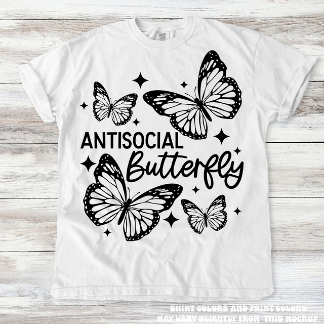 Antisocial Butterfly Boho Tee - Printed On Comfort Colors