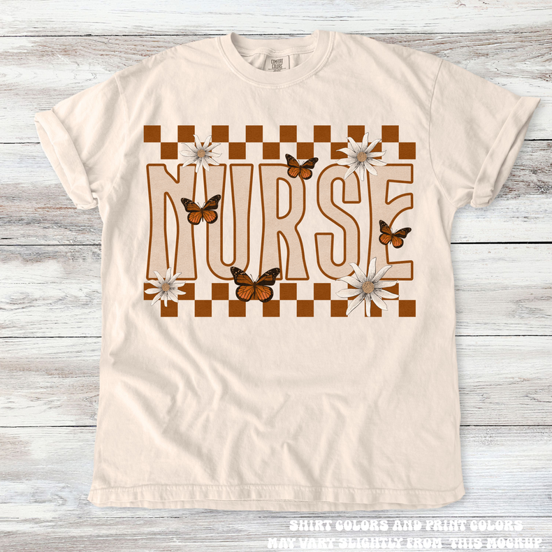 Boho Butterfly Nurse Tee - Printed On Comfort Colors
