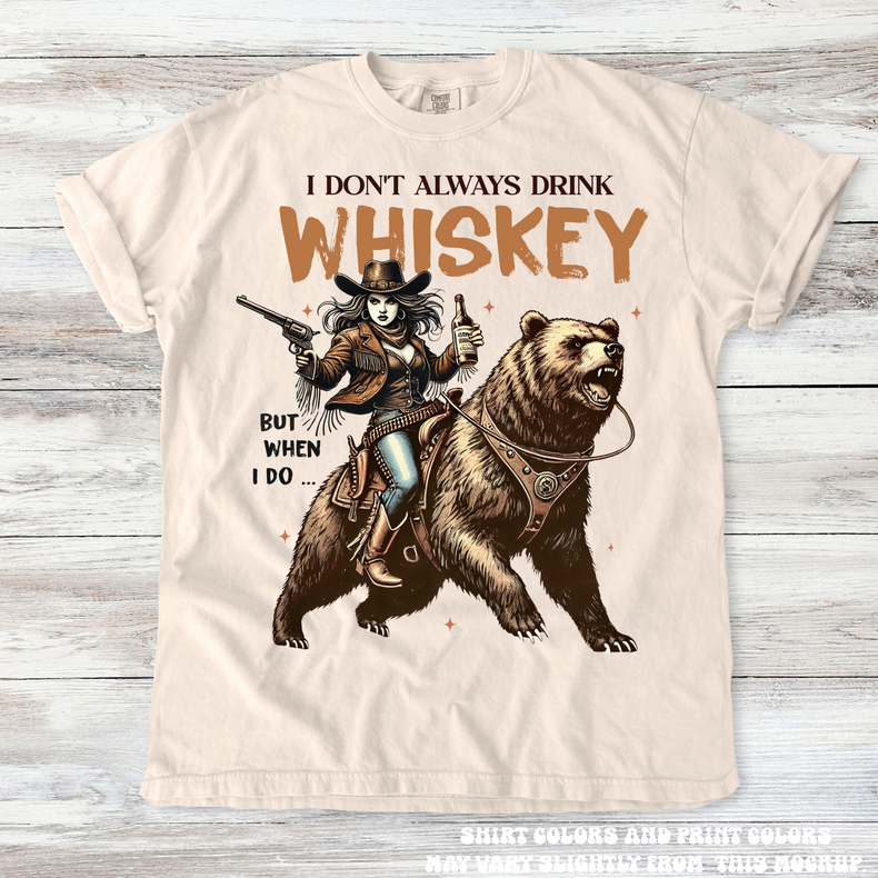 Retro Cowgirl I Don't Always Drink Whiskey Comfort Colors graphic T-shirt by Madi Moosh