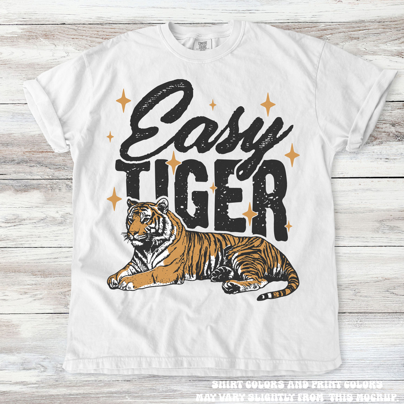 Retro Easy Tiger Shirt - Printed On Comfort Colors