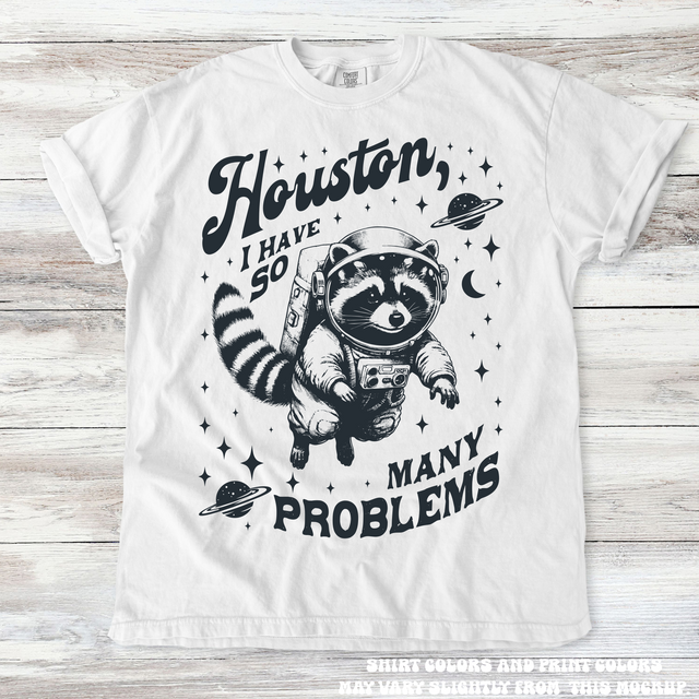 Funny Racoon Houston I Have So Many Problems Shirt - Printed On Comfort Colors