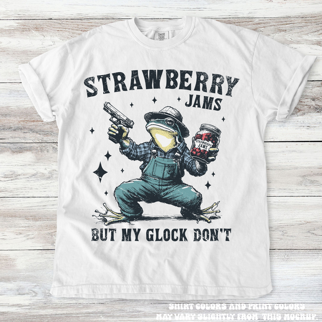 Funny Strawberry Jams But My Glock Don't Shirt - Printed On Comfort Colors