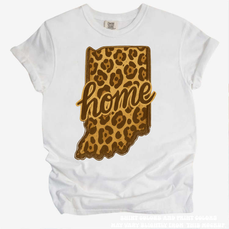 Leopard Print Indiana State Home Shirt - Printed On Comfort Colors