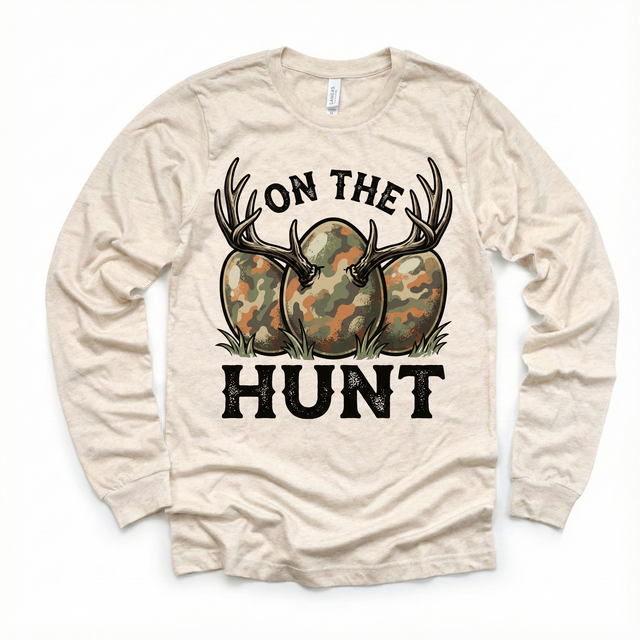 On The Hunt Easter Egg Hunting Shirt - Camo Easter Egg Tee - Madi Moosh Boutique