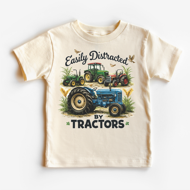 Easily Distracted By Tractors Farm Shirt - Kids Farm Tractor Tee - Madi Moosh Boutique