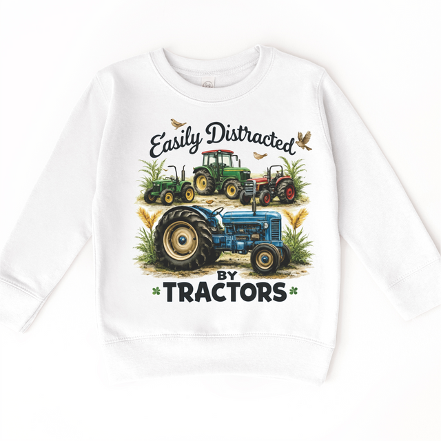 Easily Distracted By Tractors Farm Shirt - Kids Farm Tractor Tee - Madi Moosh Boutique