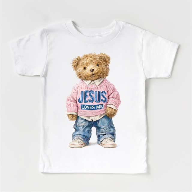 Teddy Bear Jesus Loves Me Shirt - Christian Tee - Madi Moosh Boutique
