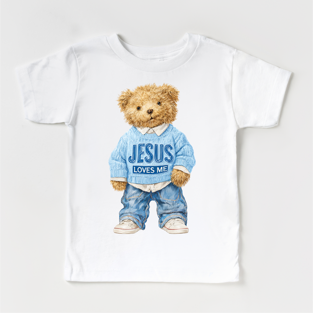 Teddy Bear Jesus Loves Me Shirt - Christian Tee - Madi Moosh Boutique