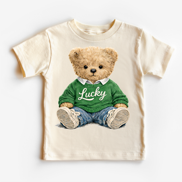 Lucky Teddy Bear St. Ptrick's Shirt - Kies Tee - Madi Moosh Boutique