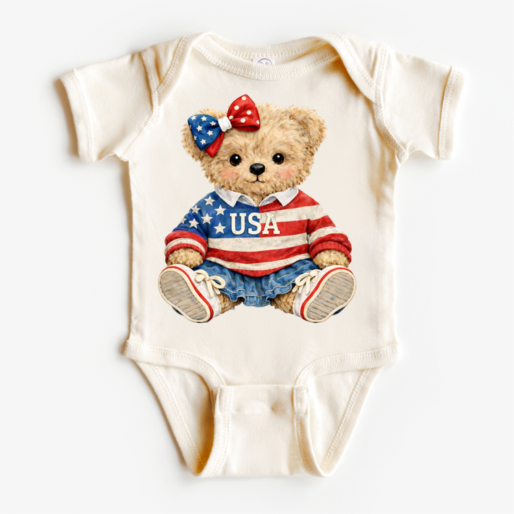 Patriotic Teddy Bear Shirt β USA Bear Tee β Kids 4th of July Shirt β Americana Bear Outfit β Red White Blue Tee