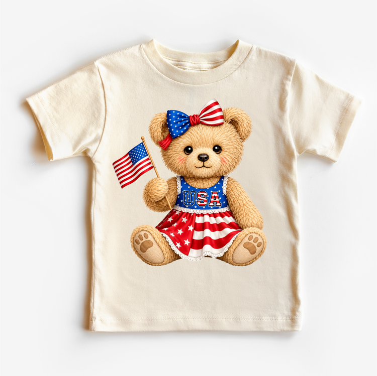 Patriotic Teddy Bear Shirt Baby Bodysuit β USA Bear Tee β Kids 4th of July Shirt β Red White Blue Outfit β Americana Bear Shirt